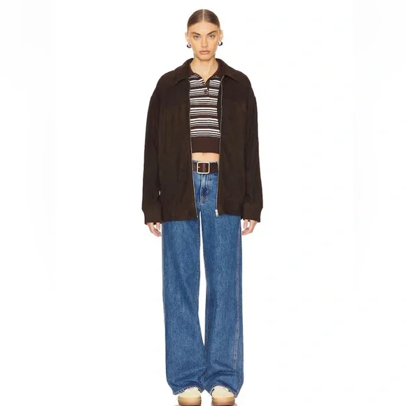 NWT Lovers + Friends Sheeva Stripe Polo in Brown & Ivory Revolve Size M - Picture 4 of 9